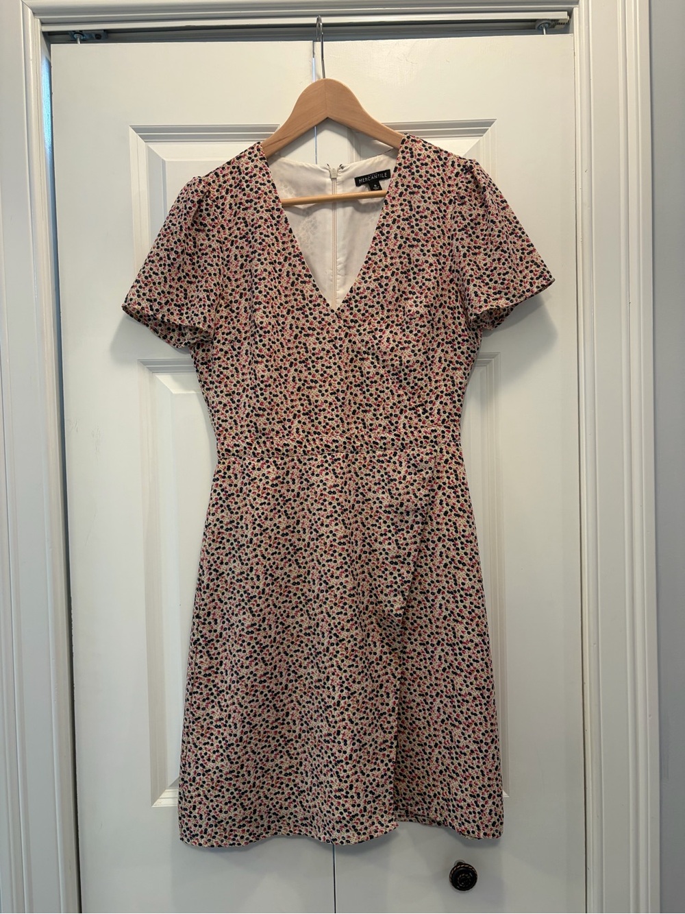 J. Crew Factory Pink Floral V-Neck Short Sleeve Mini Dress